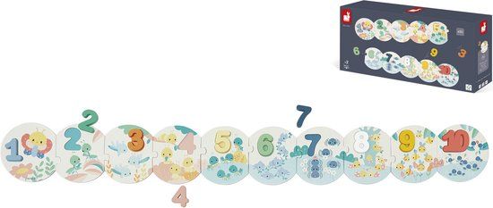 Janod Pure - Mijn Eerste Cijfer Puzzel - 2-In-1 Educatief Spel - Vanaf 2 Jaar