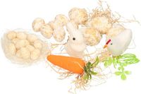 Koopman International Oeufs de Pâques - 20 pièces - incl. lapin de Pâques - poussin de Pâques - blanc