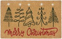 Hanse Home Kokos Deurmat Kerst - Antislip Vuilvanger Mat Natuurlijk voor Binnen, Deurmat Vijf Kerstbomen Kokosvezelmat voor Entree & Overdekte Buitenruimte - 40x70cm