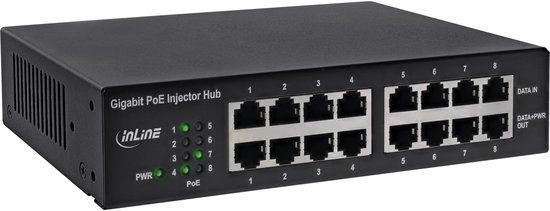 InLine PoE+ Gigabit netwerkinjector hub 8 poorten