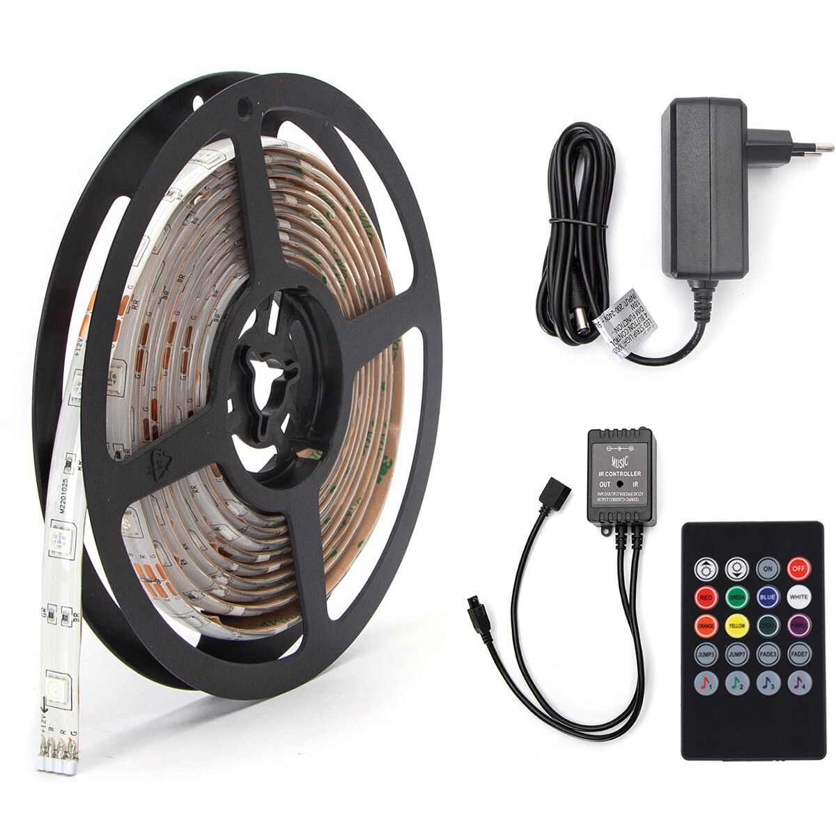 BES LED LED Strip Set Muziek Sync - Aigi Stippi - 3 Meter - RGB - Waterdicht IP65 - Afstandsbediening - 12V