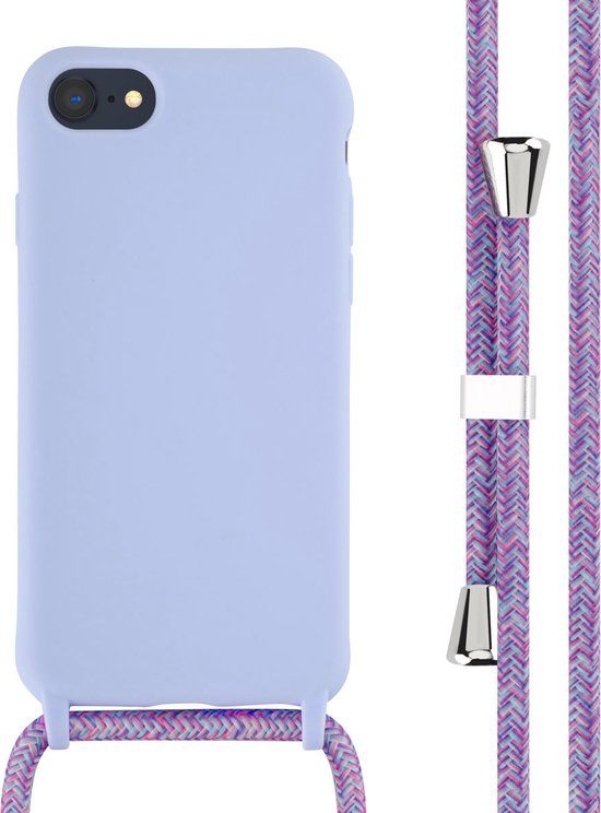 iMoshion Hoesje iPhone SE (2022/2020) / 8 / 7 - Siliconen hoesje met koord - Paars