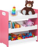 Relaxdays speelgoedkast - 5 vakken - wit/roze
