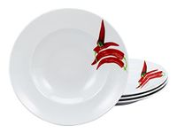 CreaTable, 23434, serie CHILLI, 4-delige serviesset, pastaborden van porselein, vaatwasser- en magnetronbestendig, Made in Europe