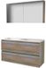 Basic Line Comfort 46 Badkamermeubelset - 120 x 46 cm - Greeploos - 4 Lades - Acryl Wastafel - 2 Kraangaten - Spiegelkast - Scotch Oak