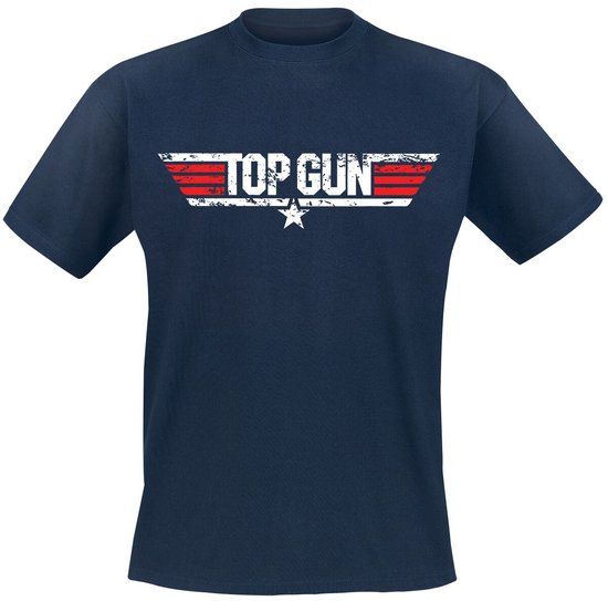 Top Gun Distressed Logo Heren T-shirt - marineblauw - M