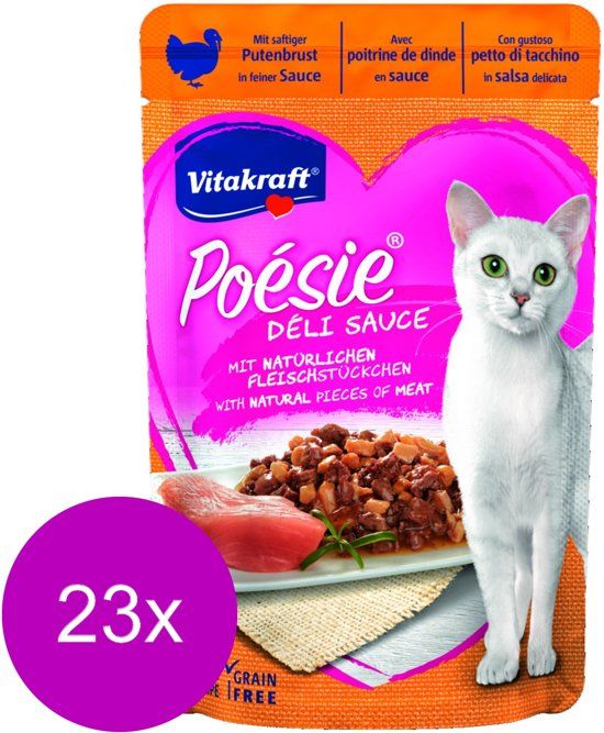 VITAKRAFT Poesie Deli Sauce Pouch 85 g - Kattenvoer - 23 x Kalkoen