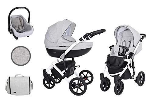 Lux4Kids Kinderwagen 3in1 2in1 Isofix kinderwagen set + accessoires Kleurselectie Mila Black van ChillyKids Silver White 06 2in1 zonder autostoel