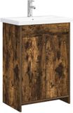 vidaXL Badkamermeubel Set Gerookt eiken 61 x 40 x 84,5 cm Bewerkt hout