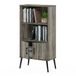 Furinno MIDCENTURY Opbergplanken, opbergkast met deuren en planken, boekenplank met poten, voor woonkamer, thuiskantoor, grijs eiken