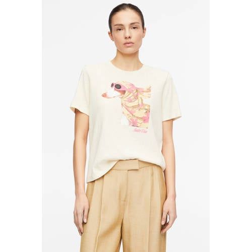 comma T-shirt met dierenprint wit