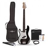 Gear4music Linkshandige LA Basgitaar + 15 W Versterkerpakket, Zwart
