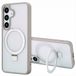 Accezz Hoesje - Geschikt voor Samsung Galaxy S25 Plus - Ring Stand Backcover met Magnetische Ring - Grijs
