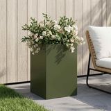 vidaXL Plantenbak Olijfgroen 40 x 40 x 60 cm Koudgewalst staal