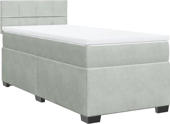 vidaXL Boxspring met matras fluweel lichtgrijs 80x200 cm