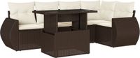 vidaXL 6-delige dining loungeset met kussens, polyrattan, bruin