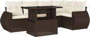 vidaXL 6-delige dining loungeset met kussens, polyrattan, bruin