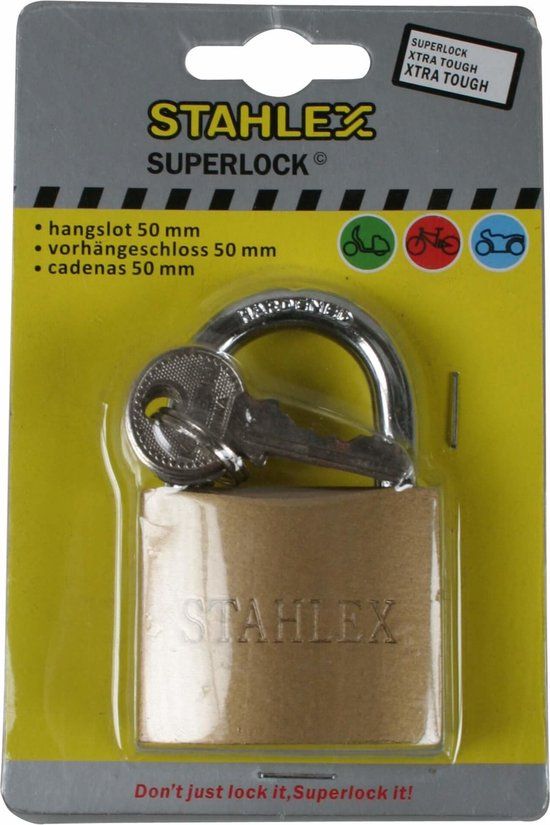 Stahlex Hangslot - Ø 50 mm - Inclusief 3 sleutels - Gehard staal - Brons