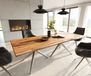 Estelar Table à manger Edge 240x100 acacia nature rond acier inoxydable Live-Edge