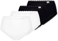 Uncover by Schiesser SCHIESSER Midislip Cotton Lace Vrouwen Zwart/wit Effen 4 stuk(s)