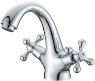 Merkloos Traditionele Vintage Monobloc Wastafelmengkraan met Dubbele Handgreep - Chroom
