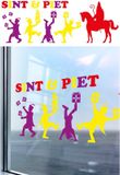 PartyXplosion Sint en Piet gekleurde zelfklevende raamsticker 90 x 32 cm - Sinterklaas feestversiering/raamdecoratie