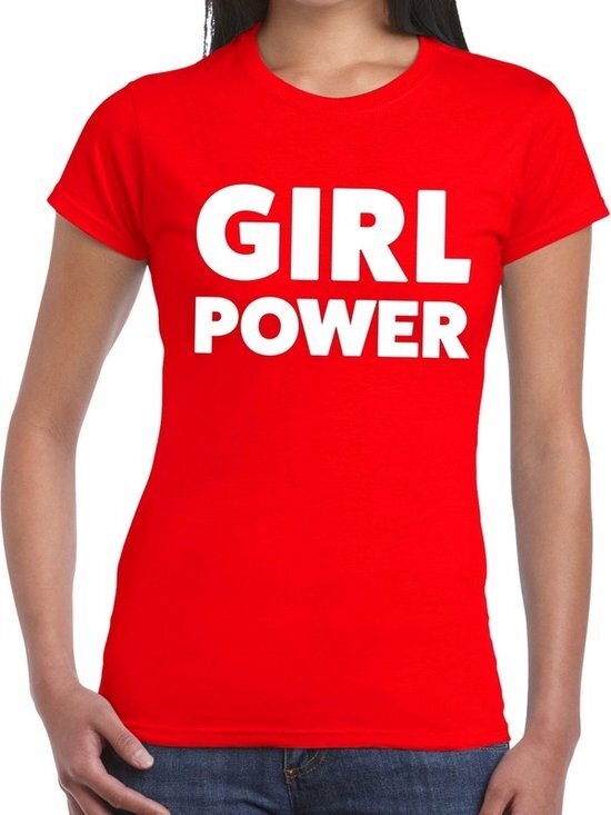 Bellatio Decorations Girl Power tekst t-shirt rood dames S