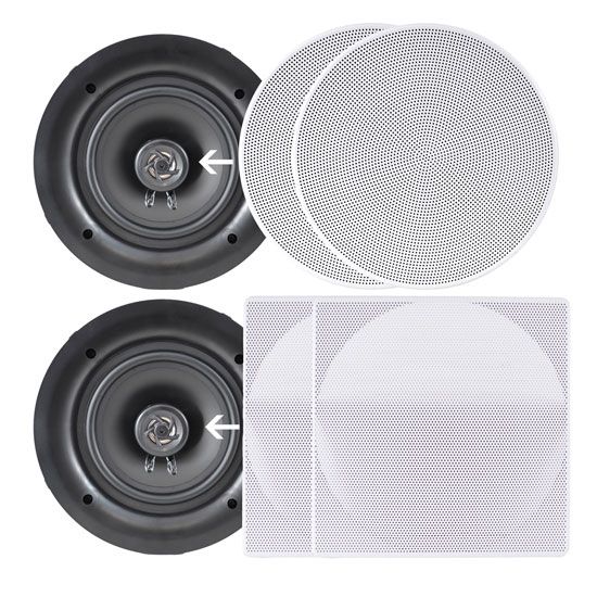 Pyle PDIC106 - Inbouw luidspreker - 2-weg - 250 Watt - Wit