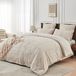 TRANKIELO® - Ensemble de literie 135 x 200 cm - Microfibre beige - Housse de couette touffetée avec fermeture éclair et taie d'oreiller