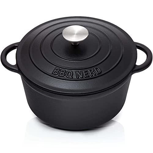 BBQ Nerd Braadpan (rond) met deksel, 4 liter, gietijzer met emaille coating