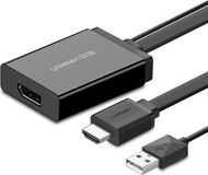 Ugreen unidirectionele HDMI-adapter (mannelijk) - DisplayPort (vrouwelijk) + USB (voor stroomvoorziening), videoverbindingskabel, 0,5 meter, zwart (MM107)