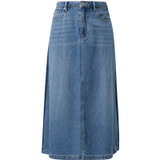 s.Oliver Blauwe Denim A-lijn Midi Rok met Hoge Taille