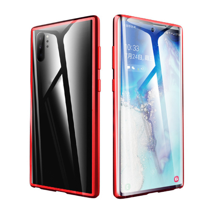 Stuff Certified Samsung Galaxy Note 10 Plus Magnetisch 360° Hoesje met Tempered Glass - Full Body Cover Hoesje + Screenprotector Rood