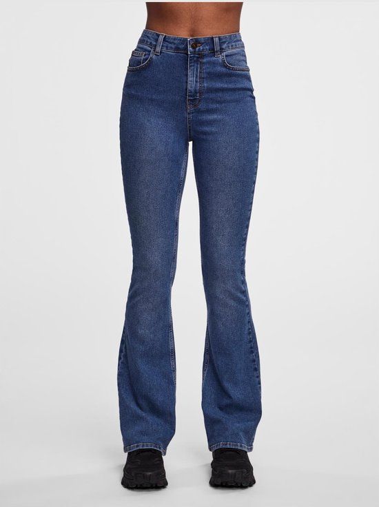 PIECES PCPEGGY Flared Jeans - Women's - Medium Blue Denim - Size XL