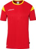 Uhlsport Squad 27 Shirt Korte Mouw Kinderen - Rood / Geel | Maat: 140