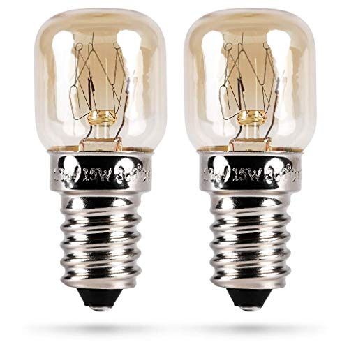 HEITECH Ovenlamp 2-pack 15W E14 - Ovengloeilamp hittebestendig tot 300 graden voor oven, grilloven, magnetron - ovenlamp met T22-capsule, 75 lumen en 2600K