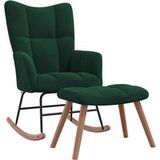 Rocking chair with footrest dark green velvet