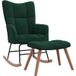 Rocking chair with footrest dark green velvet