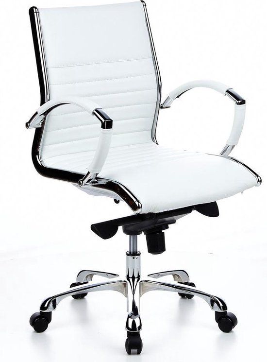 HJH Office Parma 10 Bureaustoel - Leder Wit - Chroom