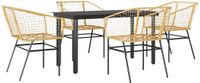 vidaXL 5-delige Tuinset Poly Rattan Glas Bruin