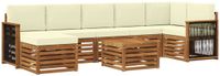 vidaXL - Hoek loungeset - 7 zitplekken - Natuurlijk en crème - Acacia hout