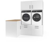 Wasophoogte® Wasmachine Kast Toronto - Wasmachine verhoger - Wasmachine ombouw - 700(D)*2030(B)*2110(H) mm - Wit