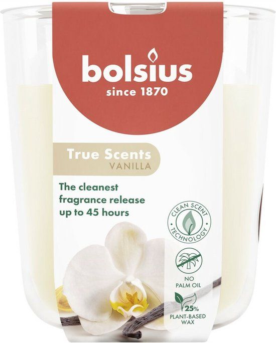 Bolsius Geurkaars True Scents Vanilla - Luxe geurkaars in glazen pot