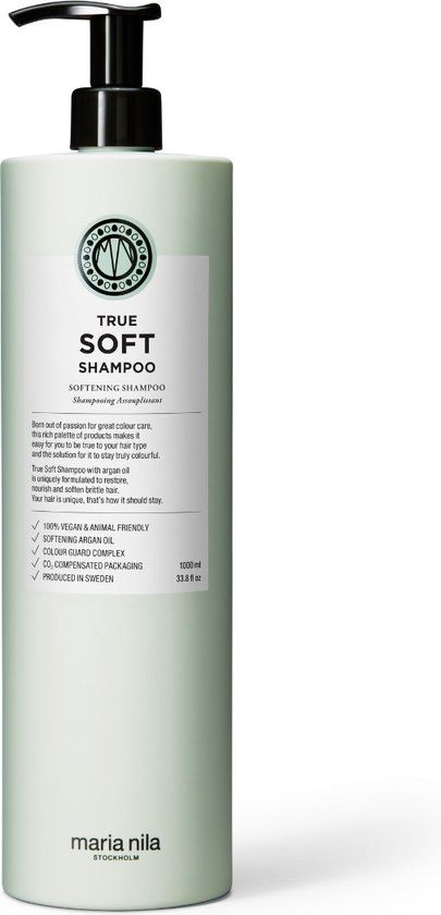 Maria Nila True Soft Shampoo - 1000ml - Vegan & Sulfate Free
