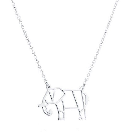 LGT JWLS LGT Jewels Dames ketting Origami elephant Zilverkleurig