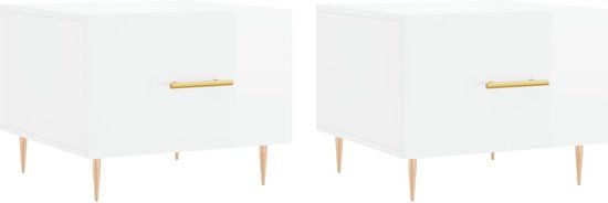 vidaXL Salontafels 2 stuks 50x50x40 cm bewerkt hout hoogglans wit