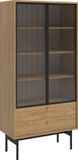 Selsey - OLAR - Hoge Olar vitrine met twee lades - 85 cm - Natuurlijke hickory