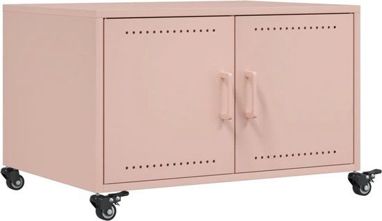 vidaXL Salontafel 68x50x43,5 cm staal roze