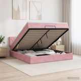 vidaXL Ottoman Bed with Mattress and Headboard, Pink, 160 x 200 cm, Velvet