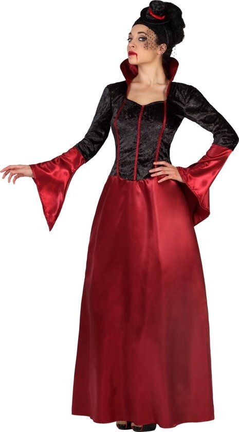 Generik Rood en zwart Halloween kostuum van vampier voor dames - Verkleedkleding